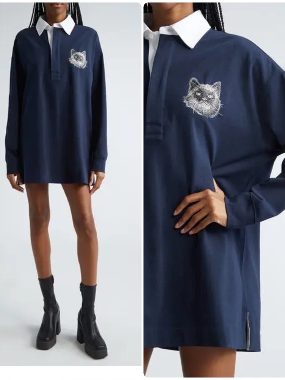 Stella McCartney Cat Oversized Rugby Polo Shirt Dress - Picture 5 of 12